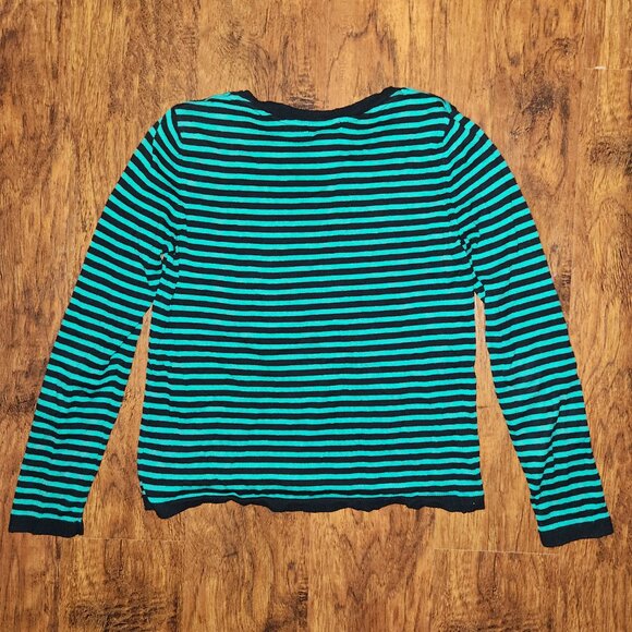Lightweight green and black striped sweater - Picture 3 of 3